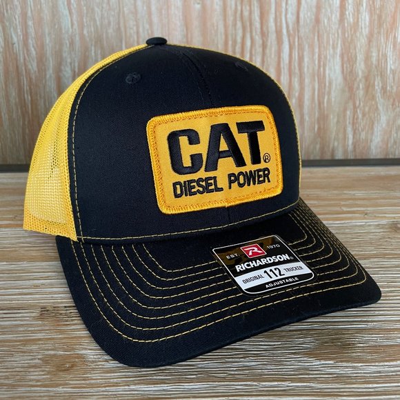 Vintage Caterpillar CAT Diesel Power Patch Hat - New Black & Gold Richardson 112 - Picture 4 of 8